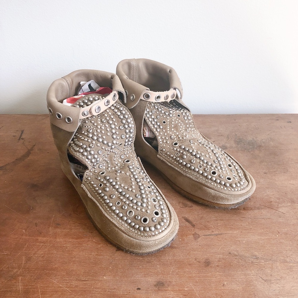 Isabel Marant Morley Studded Tan Suede Ankle Boots Moccasins - Picture 4 of 6